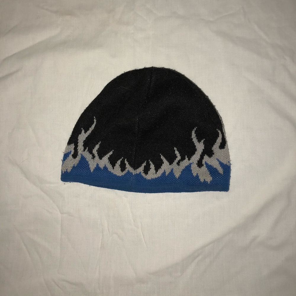 Blue and black flame hat